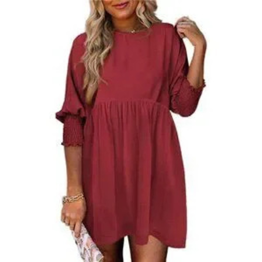 Women's Summer Spring Dresses Casual Tunic Dress Short Sleeve Crew Neck